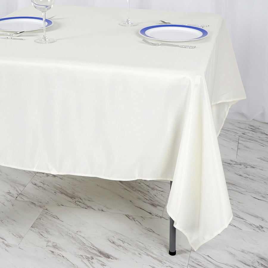 70inch Ivory Square Polyester Table Overlay