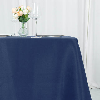 Easy to Use and Maintain Navy Blue Premium Seamless Polyester Square Tablecloth
