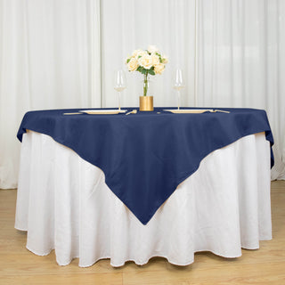 Add Elegance to Your Event with the Navy Blue Table Overlay