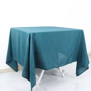 Add Elegance to Your Event with the Peacock Teal Polyester Square Tablecloth