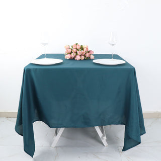Create a Chic and Elegant Atmosphere with the Peacock Teal Polyester Square Tablecloth