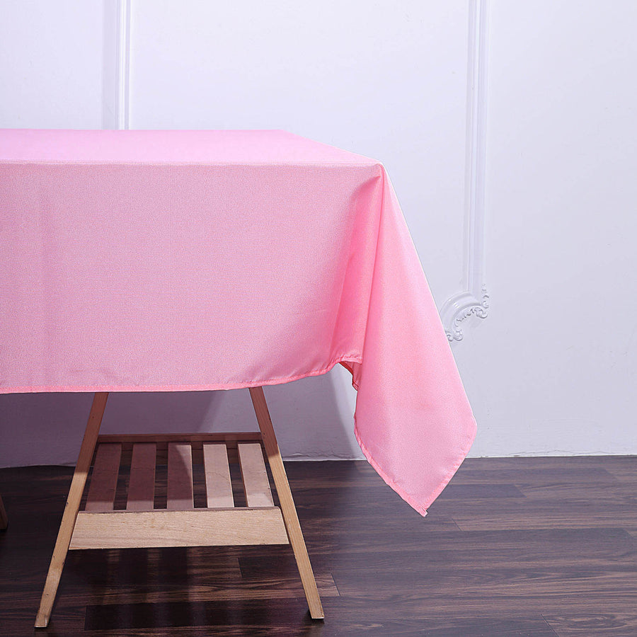 70inch Pink Square Polyester Table Overlay