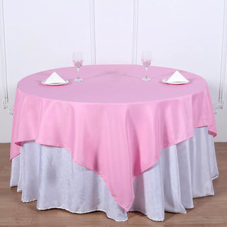 Create a Pink Paradise with the 70x70 Pink Square Seamless Polyester Table Overlay