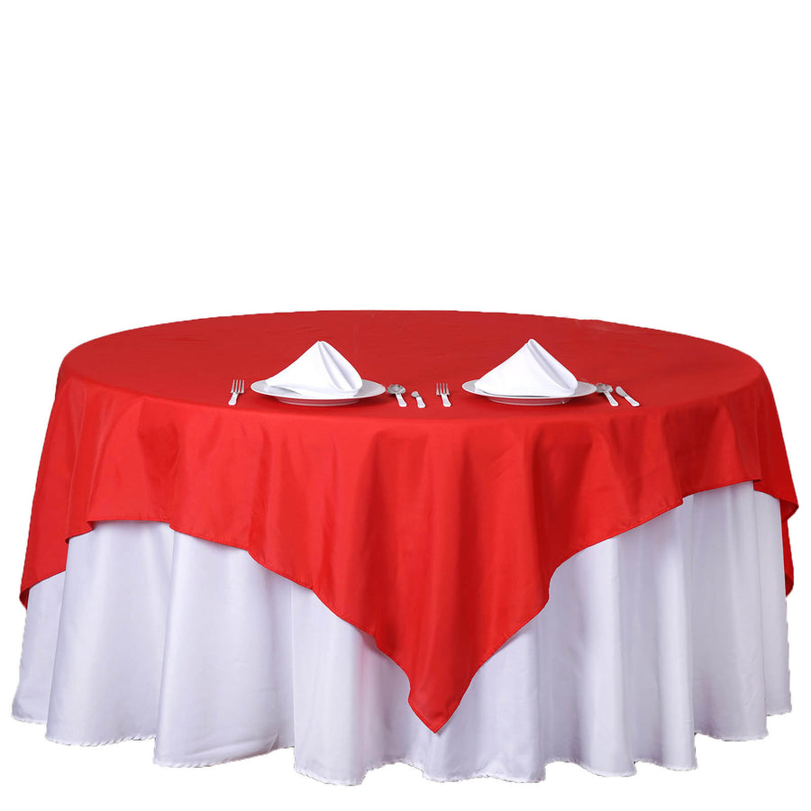 70inch Red Square Polyester Table Overlay