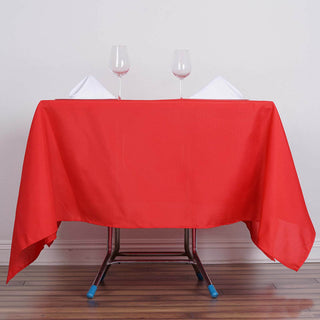 Create a Stunning Table Setting with the 70"x70" Red Square Seamless Polyester Table Overlay