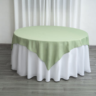 Add Sophistication to Your Event with the Sage Green Square Seamless Polyester Table Overlay