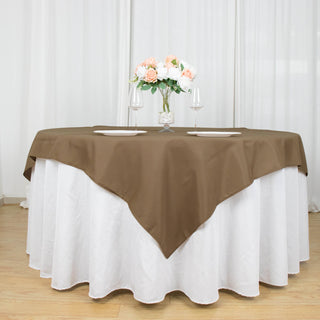 70x70 Taupe Seamless Polyester Square Table Overlay