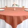 70inch Terracotta Square Polyester Table Overlay | Washable Linen Overlay