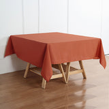 70inch Terracotta (Rust) Square Seamless Polyester Tablecloth, Washable Linen Tablecloth