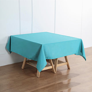 Add Elegance to Your Event with the 70x70 Turquoise Square Seamless Polyester Tablecloth
