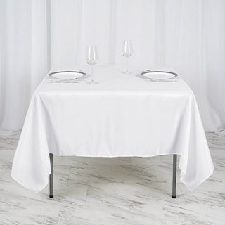 Create an Air of Elegance with a 70"x70" White Square Seamless Polyester Table Overlay