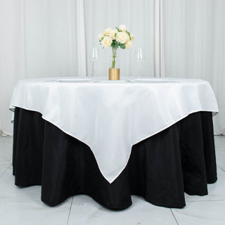 Create an Elegant Setting with the White Premium Seamless Polyester Square Table Overlay