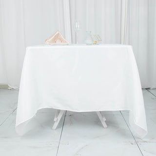 Elevate Your Event Decor with the 70x70 White Premium Seamless Polyester Square Tablecloth
