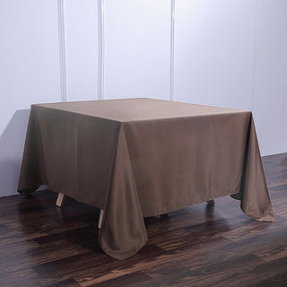 Create a Chic and Elegant Atmosphere with the 90"x90" Chocolate Seamless Square Polyester Tablecloth