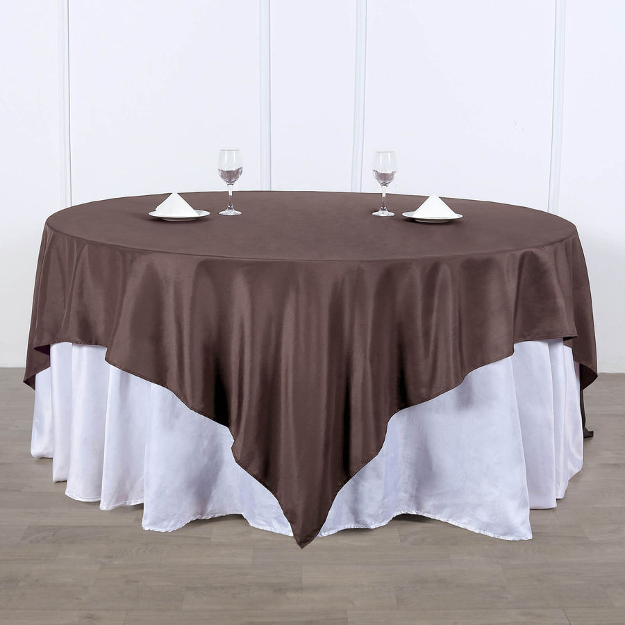 90inch Chocolate Seamless Square Polyester Table Overlay