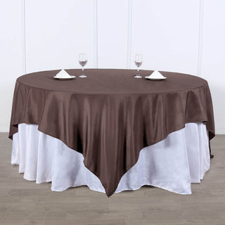Create a Luxurious Setting with the 90"x90" Chocolate Seamless Square Polyester Table Overlay