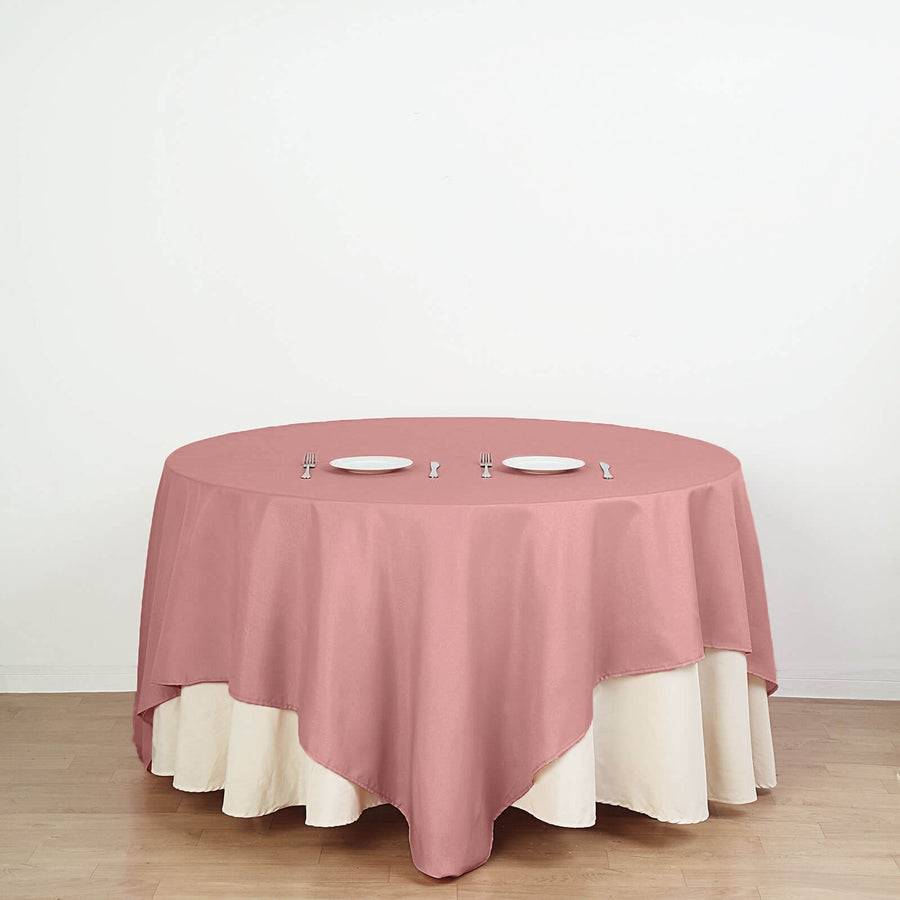 90Inch Dusty Rose Seamless Square Polyester Tablecloth