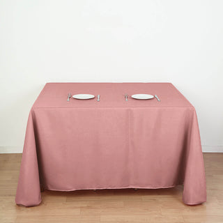 Elevate Your Event Decor with the Dusty Rose 90"x90" Seamless Square Polyester Tablecloth