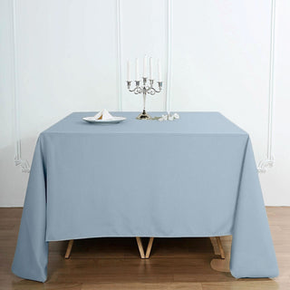 Elevate Your Event with the 90"x90" Dusty Blue Seamless Square Polyester Tablecloth