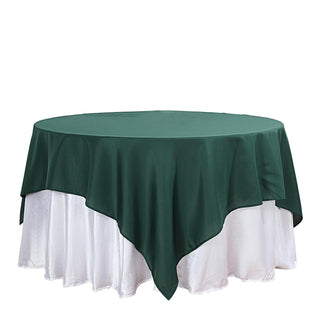 Elevate Your Dining Experience with the Hunter Emerald Green Square Seamless Polyester Table Overlay
