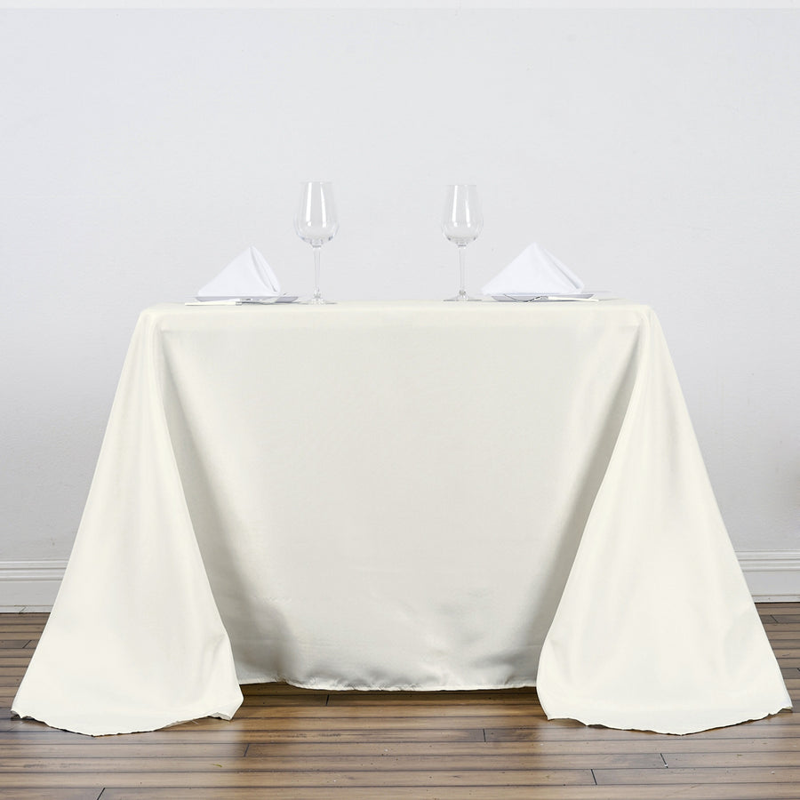 90Inch Ivory Seamless Square Polyester Tablecloth