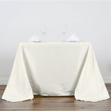 Ivory Polyester Square Tablecloth 90"x90"