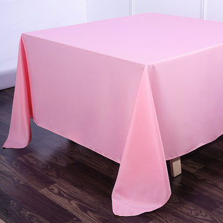 Enhance Your Table Decor with the 90"x90" Pink Seamless Square Polyester Table Overlay