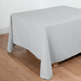 Silver Polyester Square Tablecloth 90x90 Inch