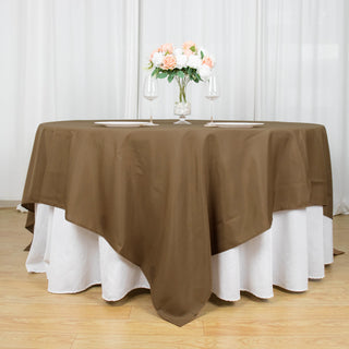 Elevate Your Event Decor with the Taupe 90"x90" Seamless Square Polyester Table Overlay