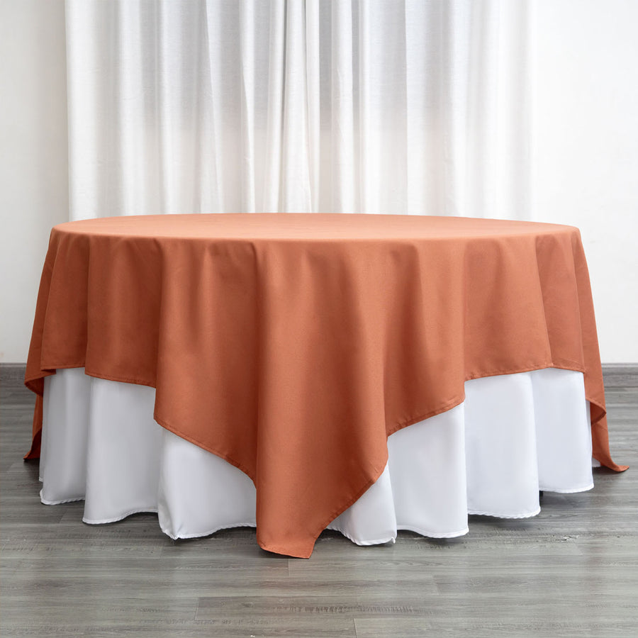 90inch Terracotta (Rust) Seamless Square Polyester Tablecloth