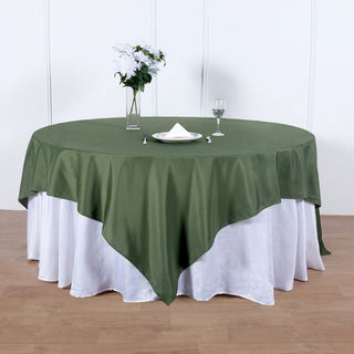 Elevate Your Event Decor with the Olive Green Polyester Table Overlay