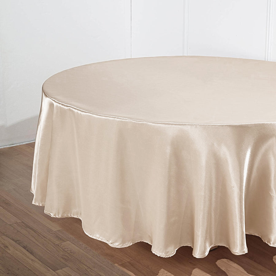 108" Beige Satin Round Tablecloth