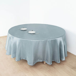 Enhance Your Event Decor with the Dusty Blue Satin Tablecloth
