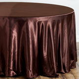 108 inch Chocolate Satin Round Tablecloth 
