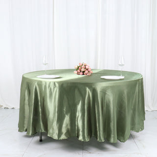 Elevate Your Event with the Dusty Sage Green Seamless Satin Round Tablecloth