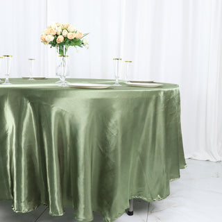 Dress Your Tables with Elegance Using the Dusty Sage Green Seamless Satin Round Tablecloth