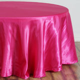 108 inch Fushia Satin Round Tablecloth