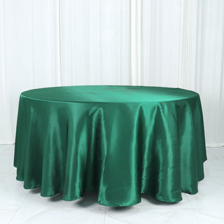 Unleash the Beauty of Hunter Emerald Green with the Seamless Satin Round Tablecloth