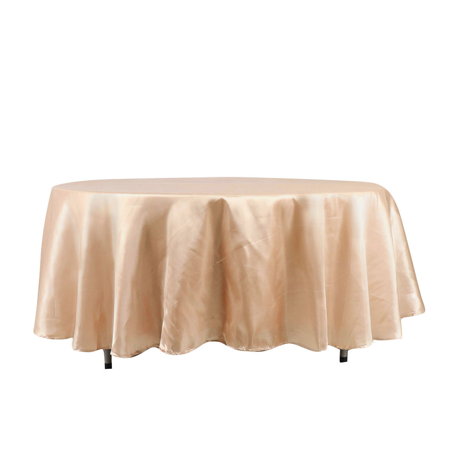 108inch Nude Satin Round Tablecloth