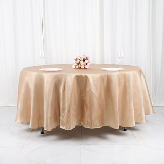 Elegant Nude Seamless Satin Round Tablecloth for a Touch of Glamour
