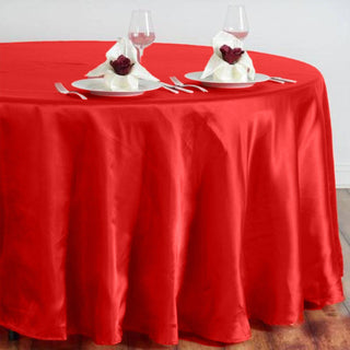Add Elegance to Your Event with a Stunning Red Satin Tablecloth
