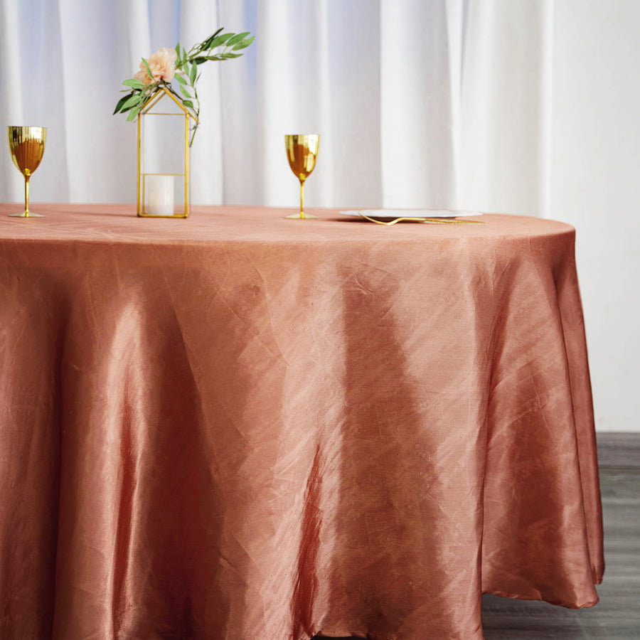 108Inch Terracotta (Rust) Seamless Satin Round Tablecloth