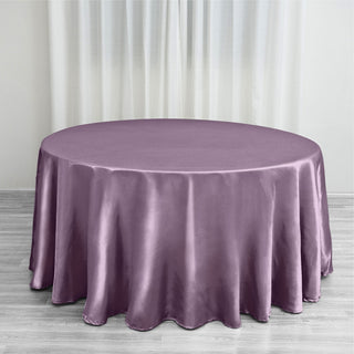 Elegant Violet Amethyst Satin Tablecloth for Event Decor