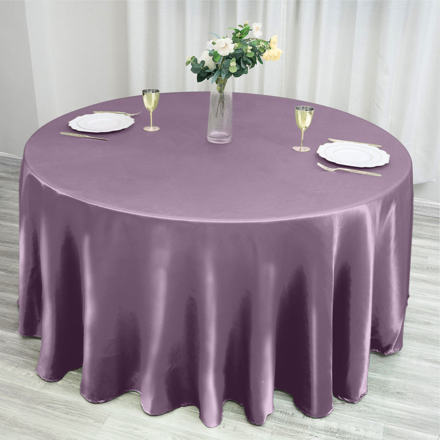 120" Amethyst Satin Round Tablecloth