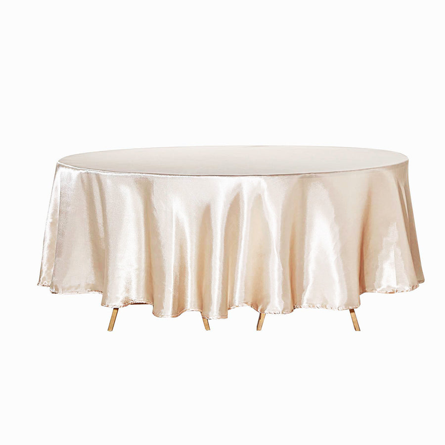 120" Beige Satin Round Tablecloth