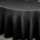 120" Black Satin Round Tablecloth
