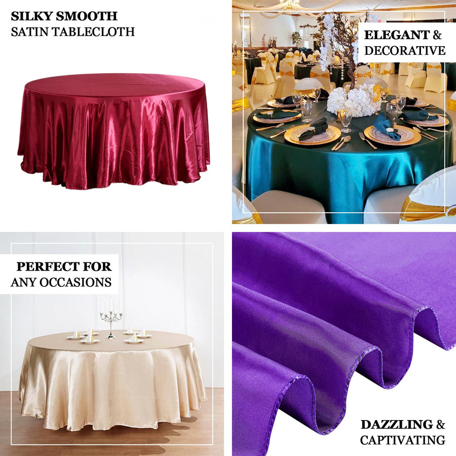 120 inch Royal Blue Satin Round Tablecloth