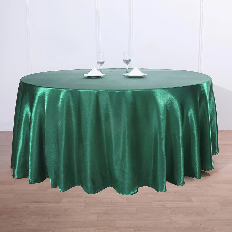 120 Hunter Emerald Green Satin Round Tablecloth