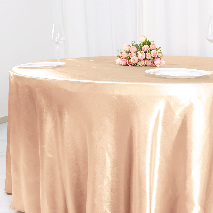 120inch Nude Satin Round Tablecloth