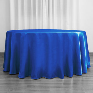Unleash the Beauty of Royal Blue with the Seamless Satin Round Tablecloth